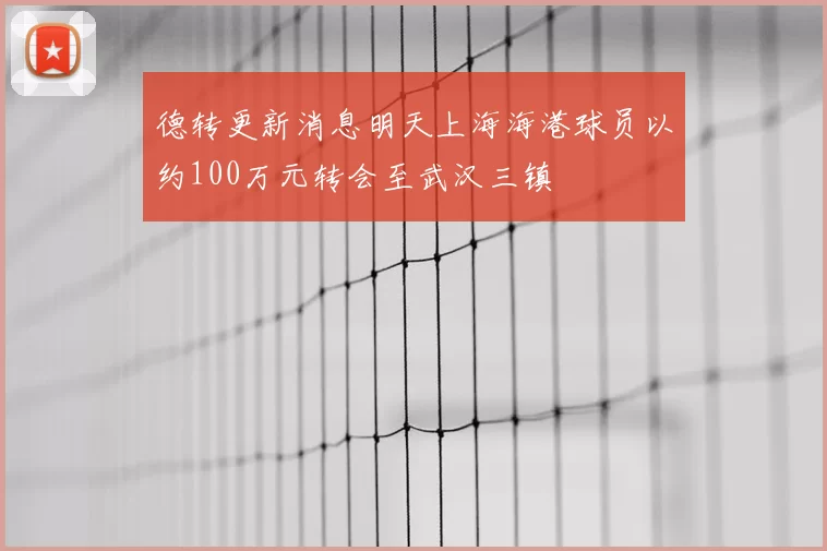 德转更新消息明天上海海港球员以约100万元转会至武汉三镇